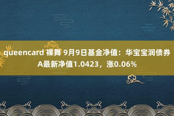 queencard 裸舞 9月9日基金净值：华宝宝润债券A最新净值1.0423，涨0.06%