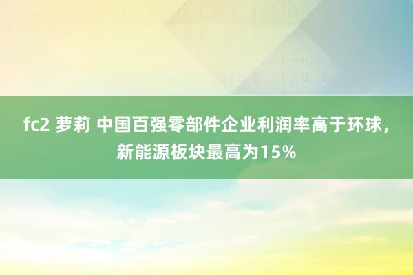 fc2 萝莉 中国百强零部件企业利润率高于环球，新能源板块最高为15%