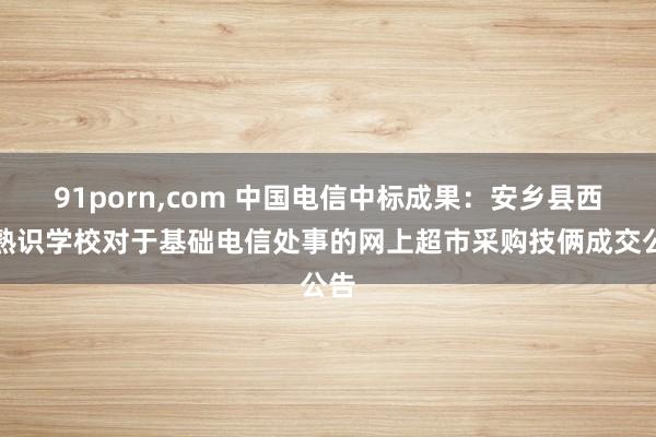 91porn，com 中国电信中标成果：安乡县西席熟识学校对于基础电信处事的网上超市采购技俩成交公告