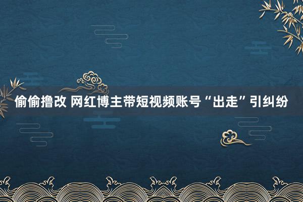 偷偷撸改 网红博主带短视频账号“出走”引纠纷