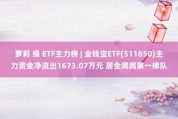 萝莉 操 ETF主力榜 | 金钱宝ETF(511850)主力资金净流出1673.07万元 居全阛阓第一梯队