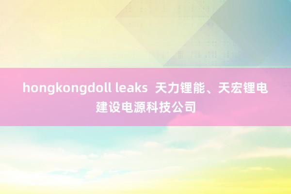 hongkongdoll leaks  天力锂能、天宏锂电建设电源科技公司