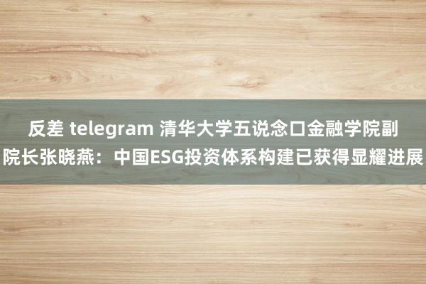 反差 telegram 清华大学五说念口金融学院副院长张晓燕：中国ESG投资体系构建已获得显耀进展