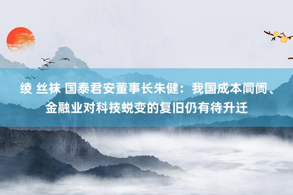 绫 丝袜 国泰君安董事长朱健：我国成本阛阓、金融业对科技蜕变的复旧仍有待升迁