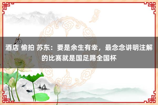 酒店 偷拍 苏东：要是余生有幸，最念念讲明注解的比赛就是国足踢全国杯