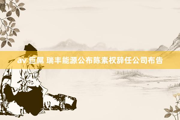 av 巨屌 瑞丰能源公布陈素权辞任公司布告