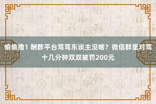 偷偷撸1 酬酢平台骂骂东谈主没啥？微信群里对骂十几分钟双双被罚200元