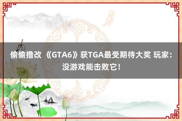 偷偷撸改 《GTA6》获TGA最受期待大奖 玩家：没游戏能击败它！