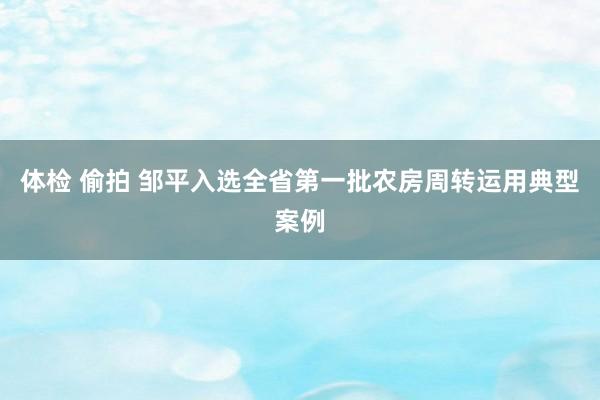 体检 偷拍 邹平入选全省第一批农房周转运用典型案例