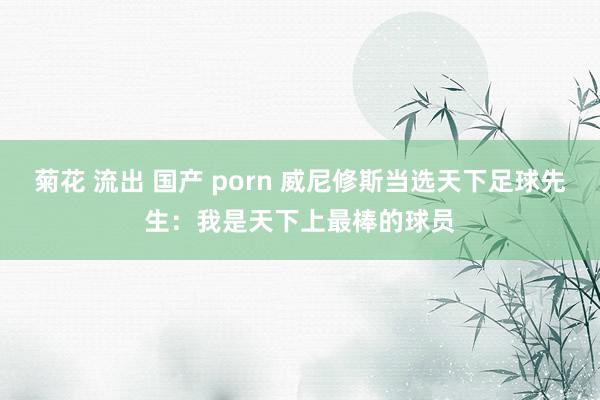 菊花 流出 国产 porn 威尼修斯当选天下足球先生：我是天下上最棒的球员