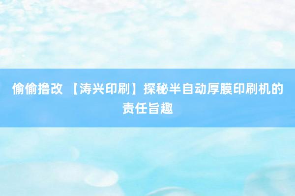 偷偷撸改 【涛兴印刷】探秘半自动厚膜印刷机的责任旨趣