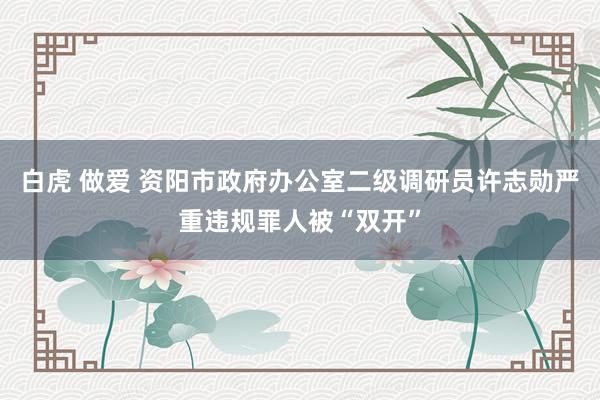 白虎 做爱 资阳市政府办公室二级调研员许志勋严重违规罪人被“双开”